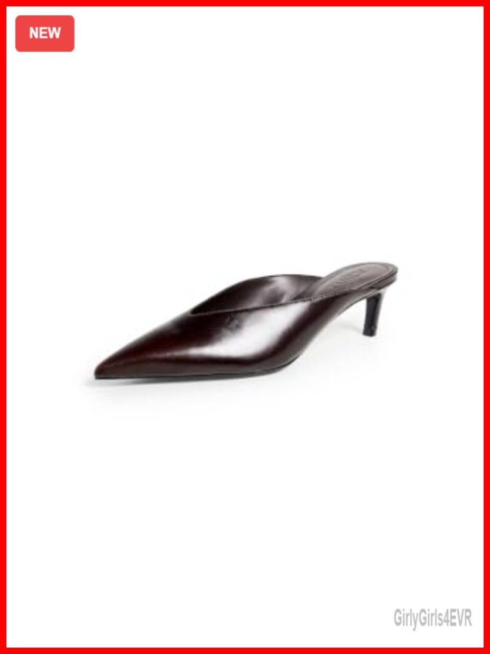 Schutz Loren Mid Mule Leather Kitten Heel Pointed Toe Slip-On Formal